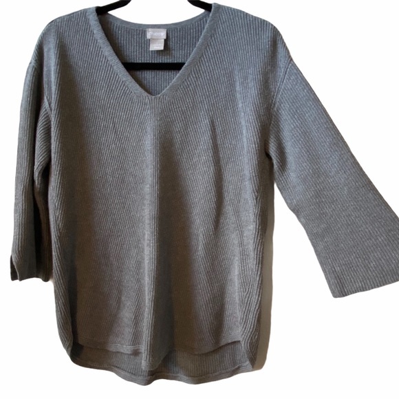 Chico's Rib Knit Pullover V-Neck Sweater - Picture 4 of 11